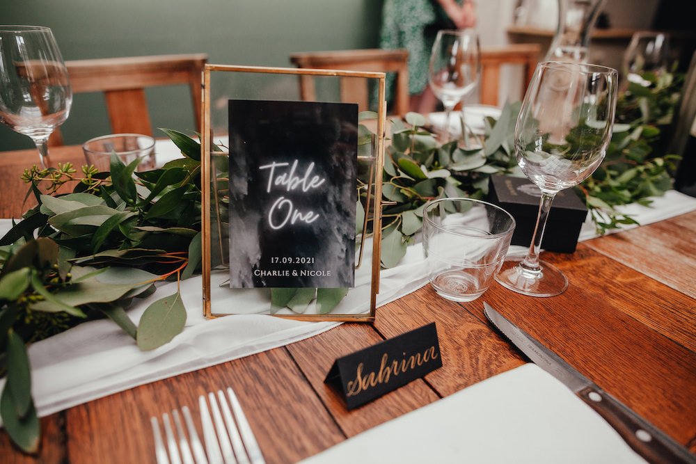 Table Name Frame Lordship Pub Dulwich Wedding Lase Photography
