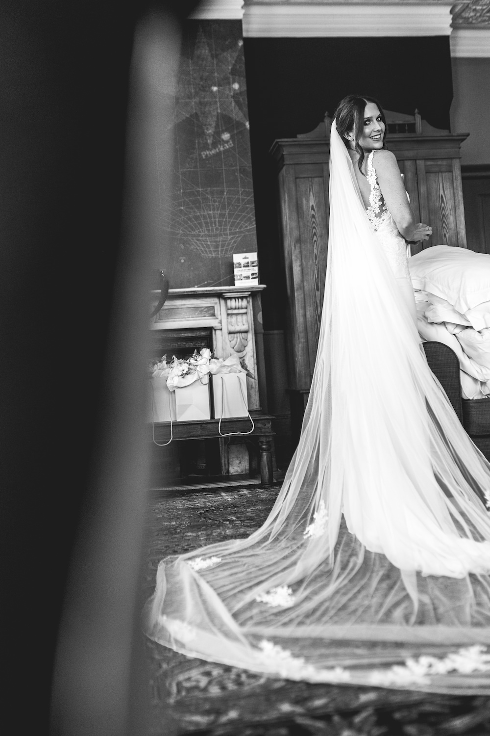 Dress Gown Bride Bridal Fitted Train Veil Lordship Pub Dulwich Wedding Lase Photography