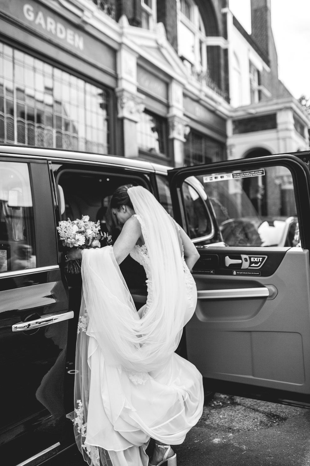 Dress Gown Bride Bridal Fitted Train Veil Lordship Pub Dulwich Wedding Lase Photography