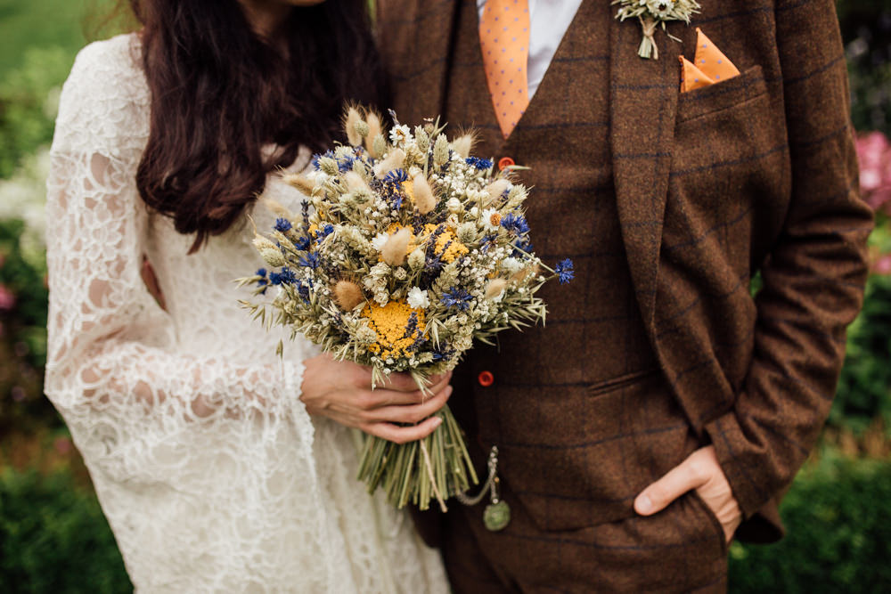 Dried Flower Bouquet Bride Bridal Lower Damgate Farm Wedding Anna Rose Heaton Photography