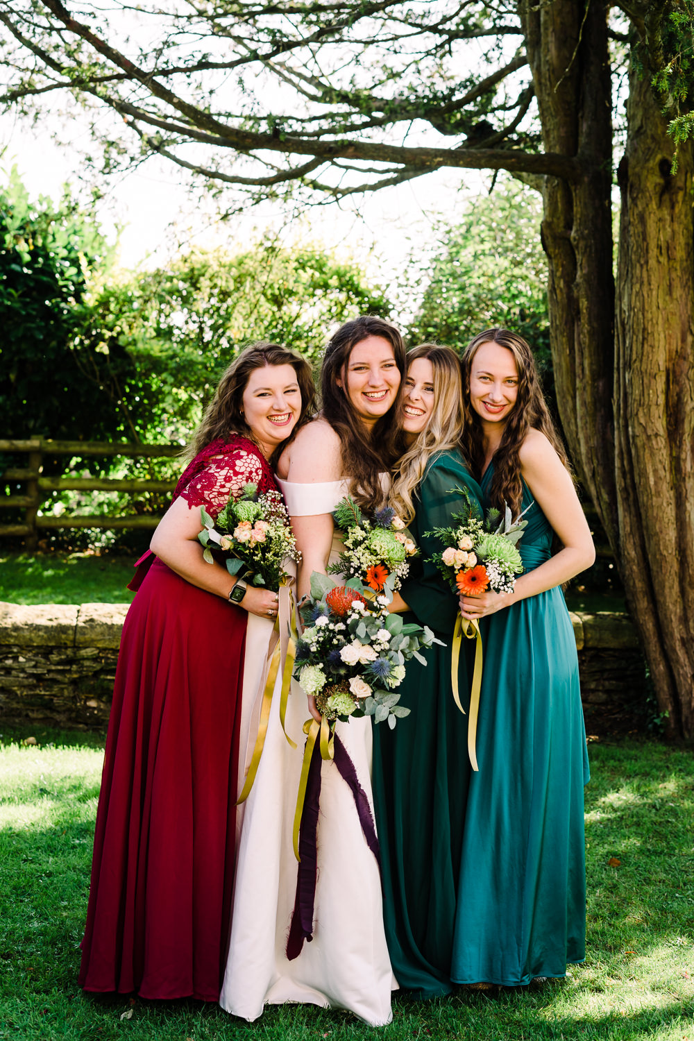 Jewel Tone Bridesmaids Dresses Luckley Farm Holidays Wedding Jade Touron Photography
