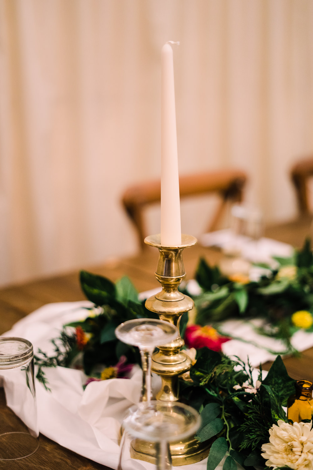 Greenery Table Decor Swag Candlestick Luckley Farm Holidays Wedding Jade Touron Photography
