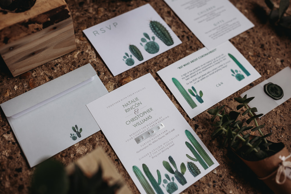 Milton Keynes Wedding Thyme Lane Photography Cactus Stationery Invite