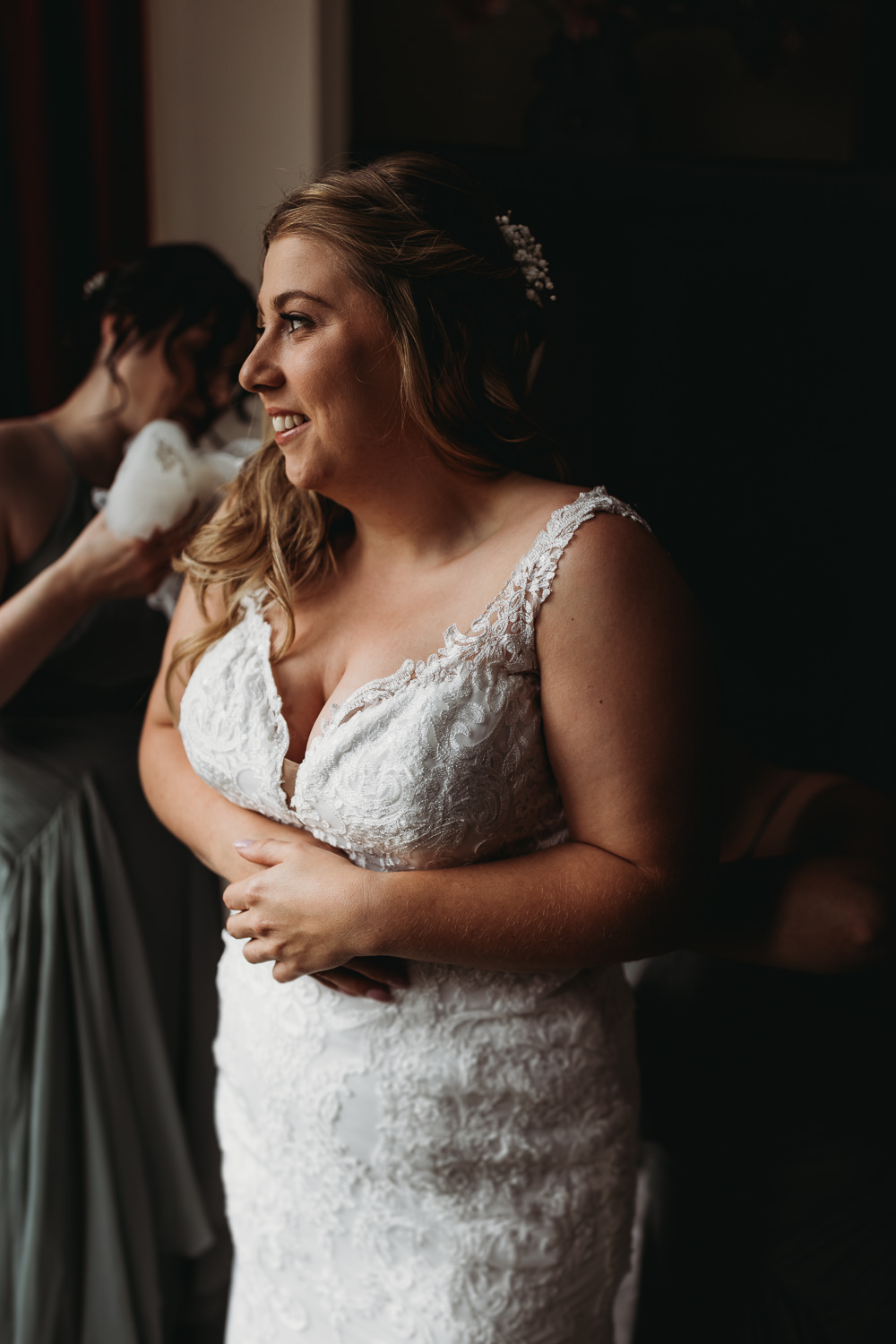 Dress Gown Bride Bridal Lace Fitted Milton Keynes Wedding Thyme Lane Photography