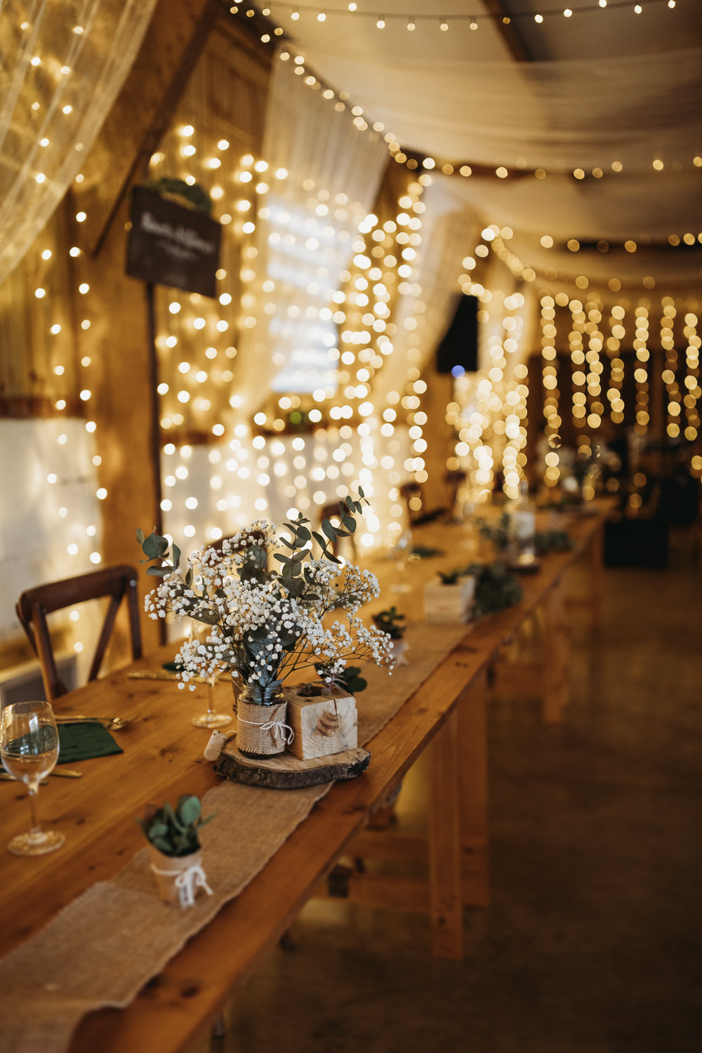 Centrepiece Decor Gypsophila Jars Hessian Succulents Milton Keynes Wedding Thyme Lane Photography