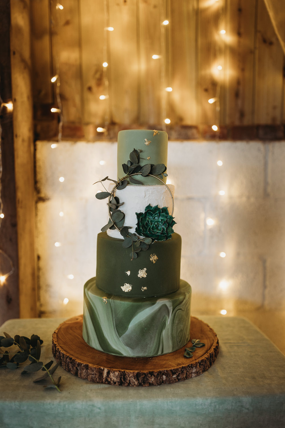 Green Marble Cake Hoop Succulent Decor Gold Leaf Milton Keynes Wedding Thyme Lane Photography
