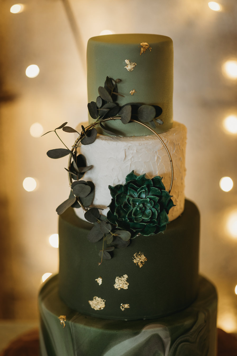 Green Marble Cake Hoop Succulent Decor Gold Leaf Milton Keynes Wedding Thyme Lane Photography