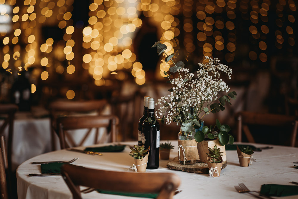 Centrepiece Decor Gypsophila Jars Hessian Succulents Milton Keynes Wedding Thyme Lane Photography