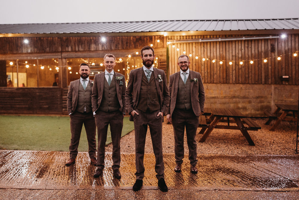Brown Tweed Suit Groom Groomsmen Milton Keynes Wedding Thyme Lane Photography