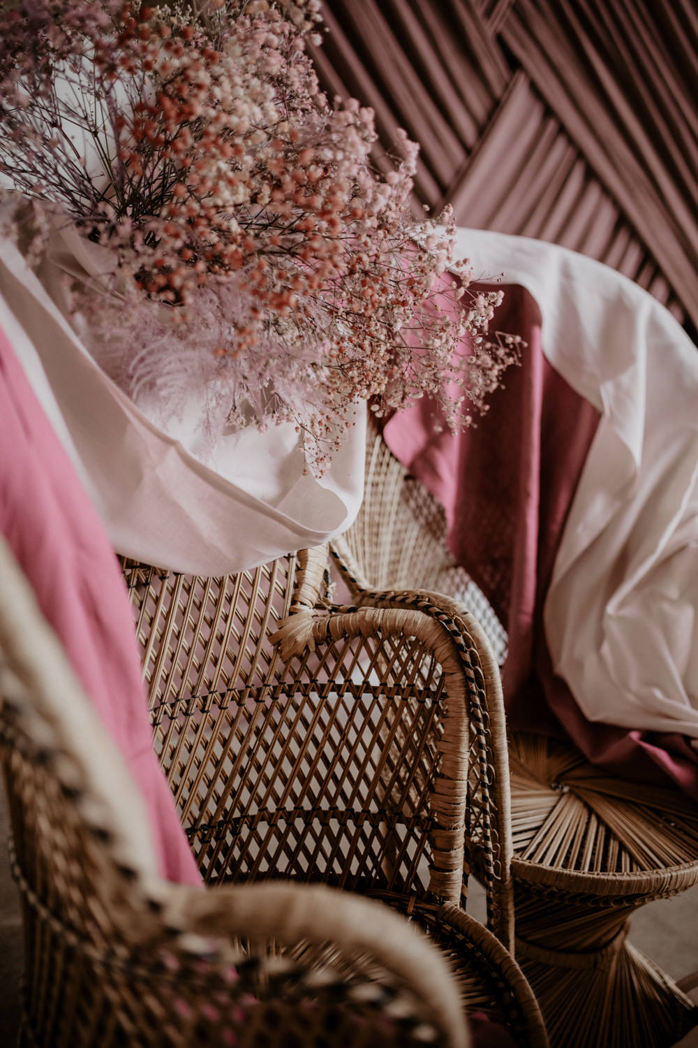 Peacock Chairs Flowers Modern Pink Wedding Camilla Andrea