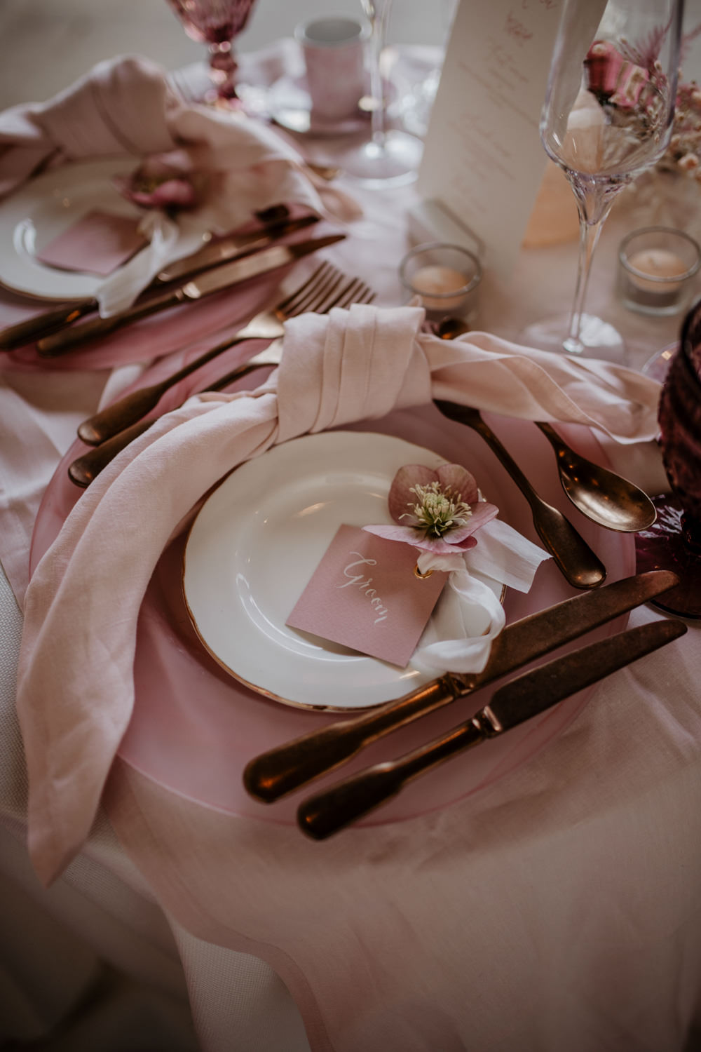 Place Setting Name Card Napkin Modern Pink Wedding Camilla Andrea