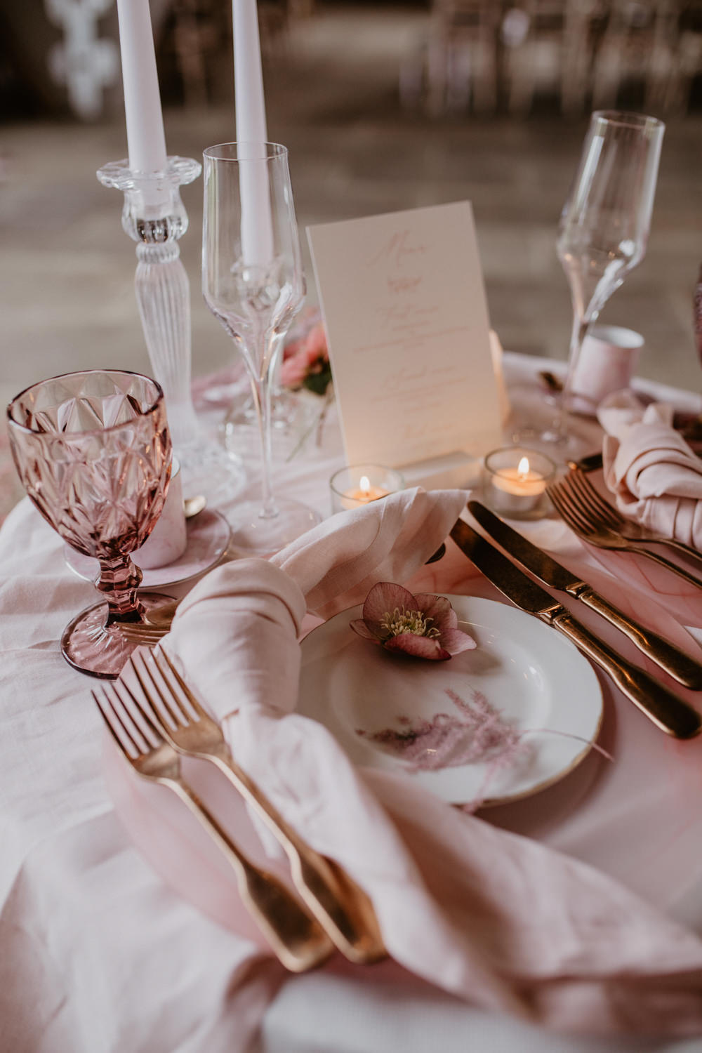 Place Setting Name Card Napkin Modern Pink Wedding Camilla Andrea