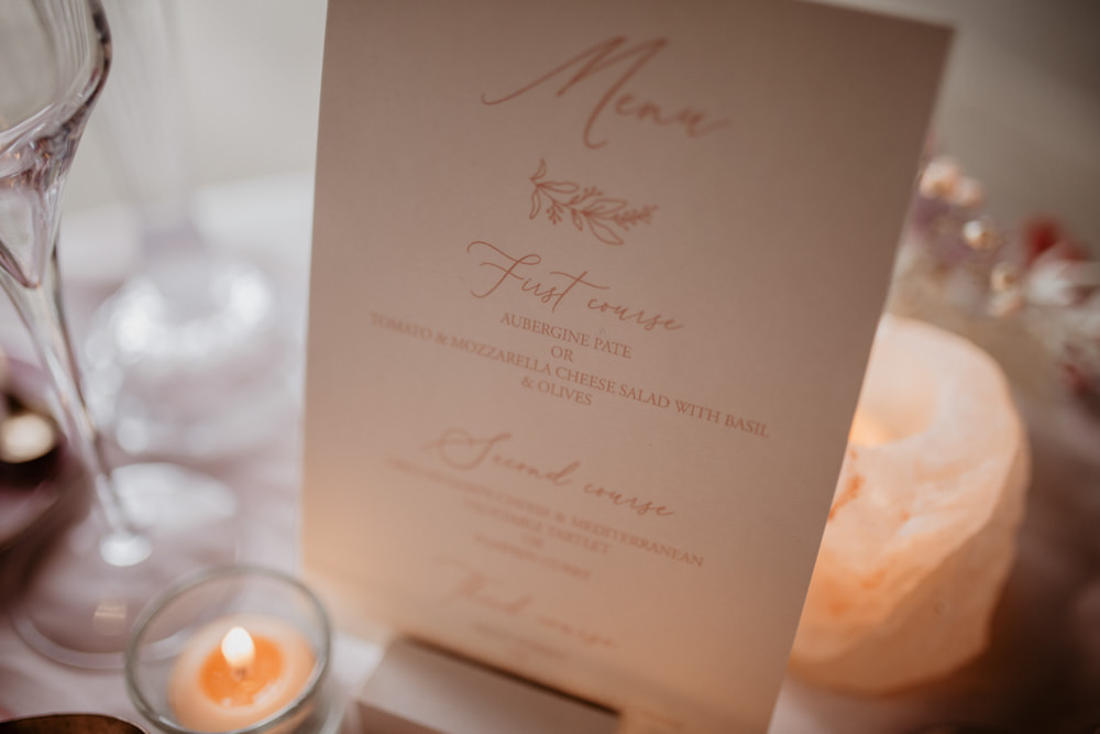 Menu Card Modern Pink Wedding Camilla Andrea