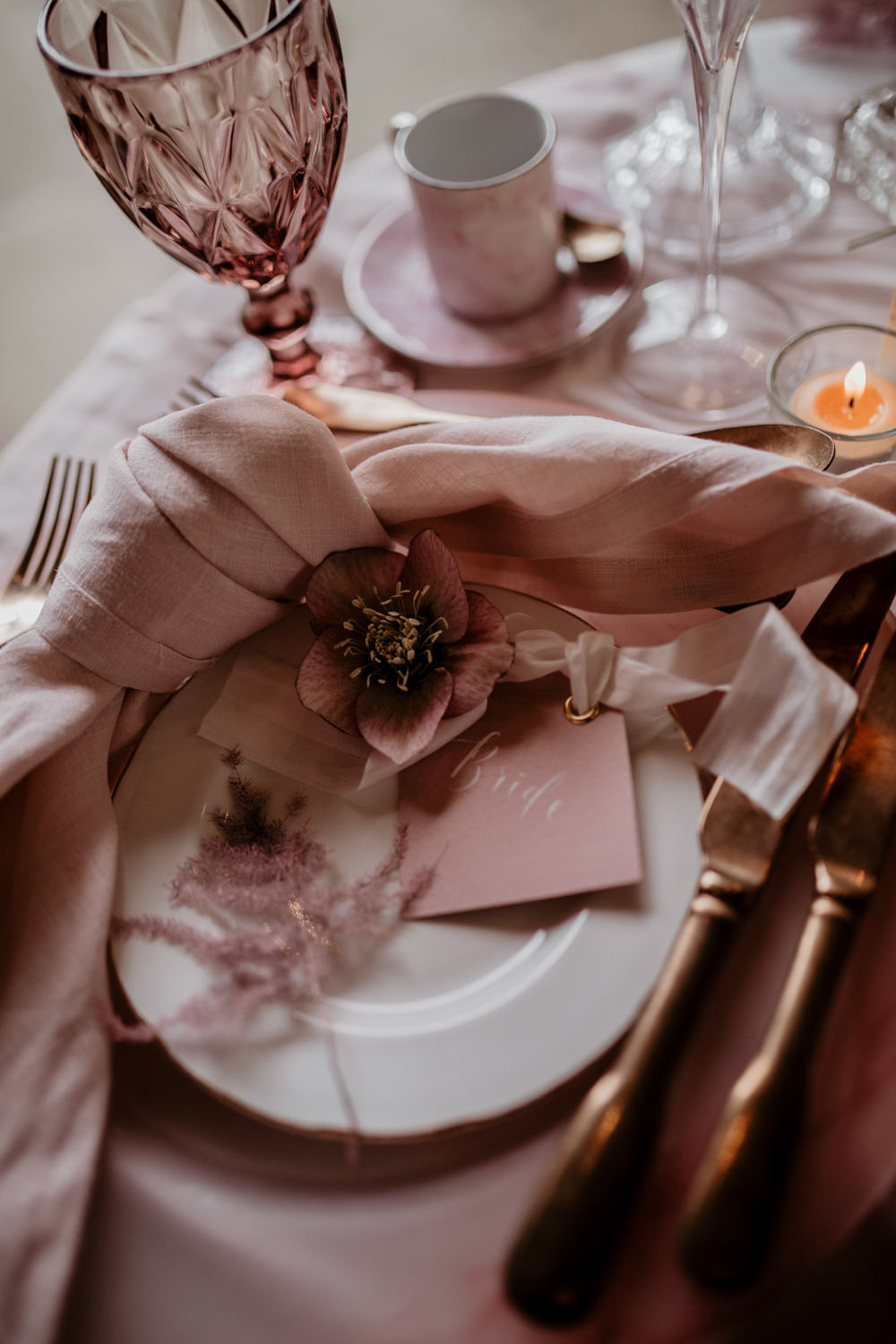 Place Setting Name Card Napkin Modern Pink Wedding Camilla Andrea