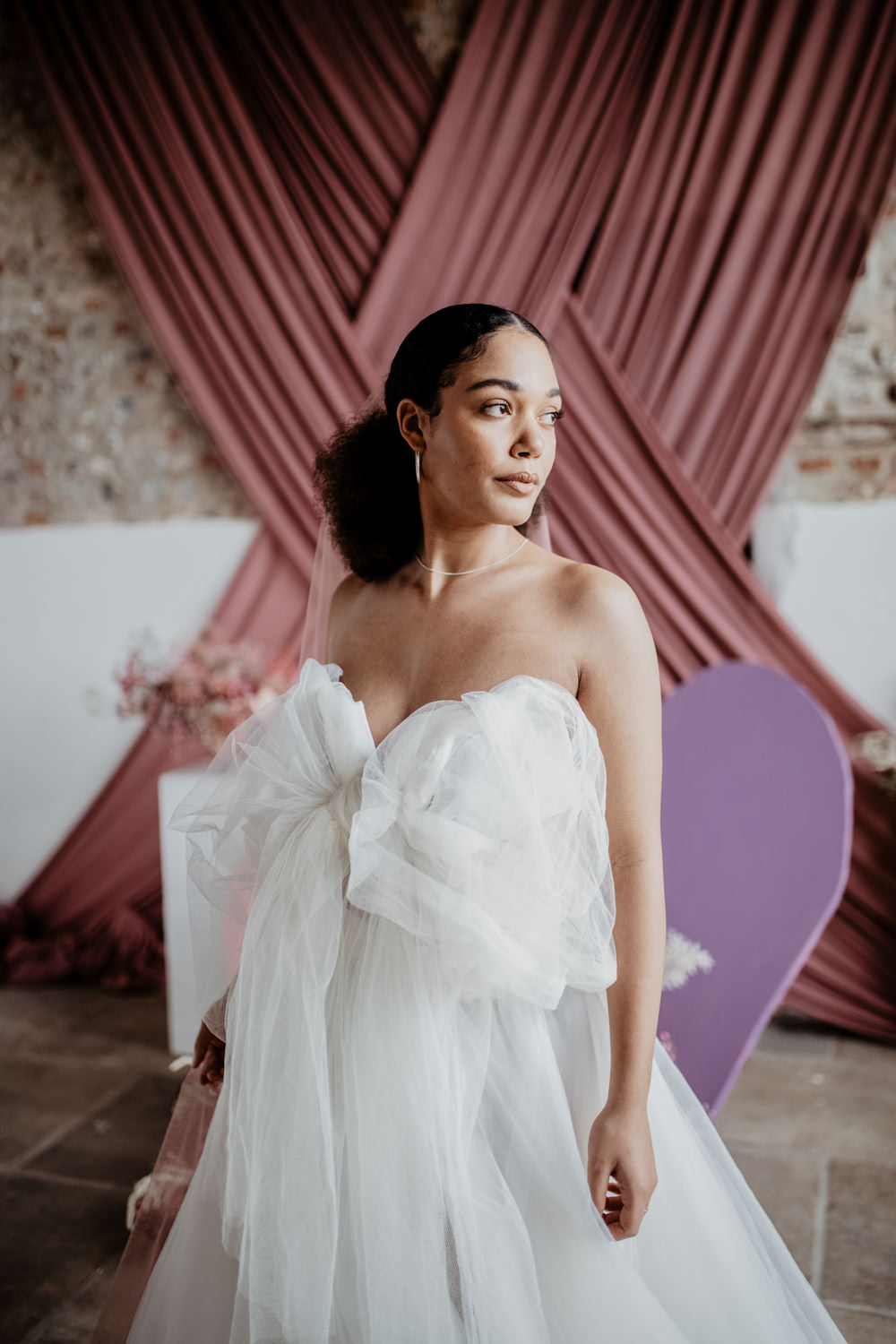 Bride Gown Dress Bridal Bow Modern Pink Wedding Camilla Andrea
