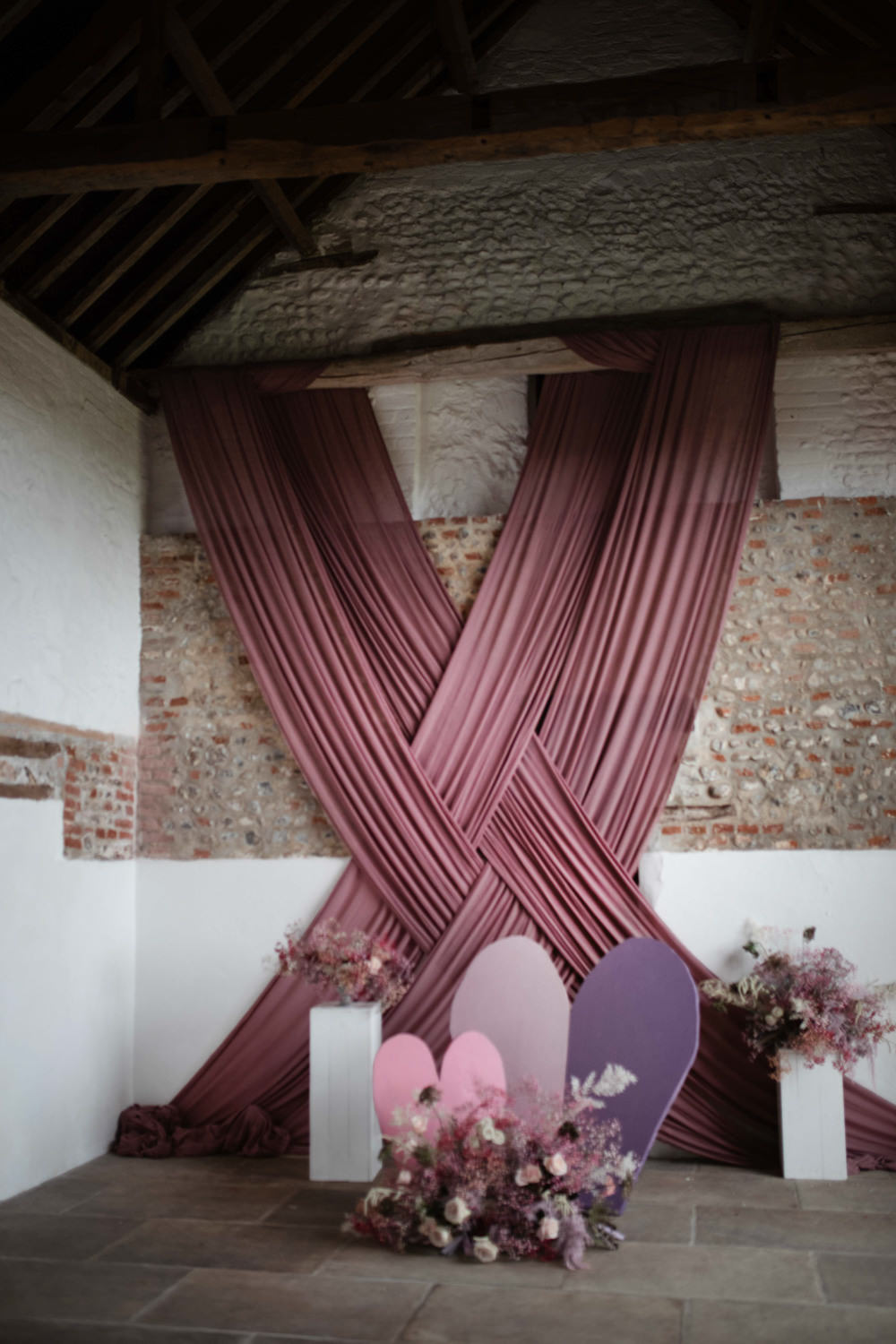 Backdrop Fabric Hearts Modern Pink Wedding Camilla Andrea
