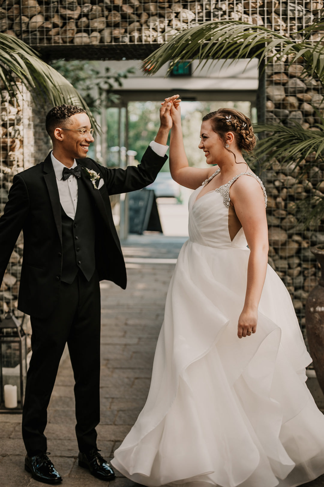 Dress Gown Bride Bridal Sequin Strap Ruffle Skirt Planterra Conservatory Wedding Yana B Photographer