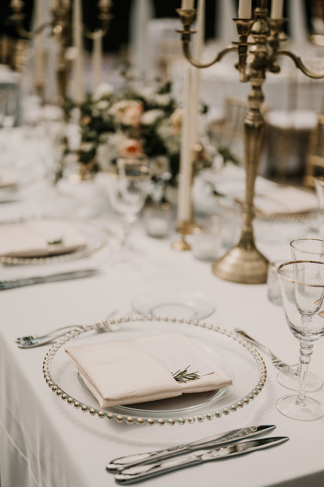 Place Setting Napkin Fold Gold Charger Plate Planterra Conservatory Wedding Yana B Photographer