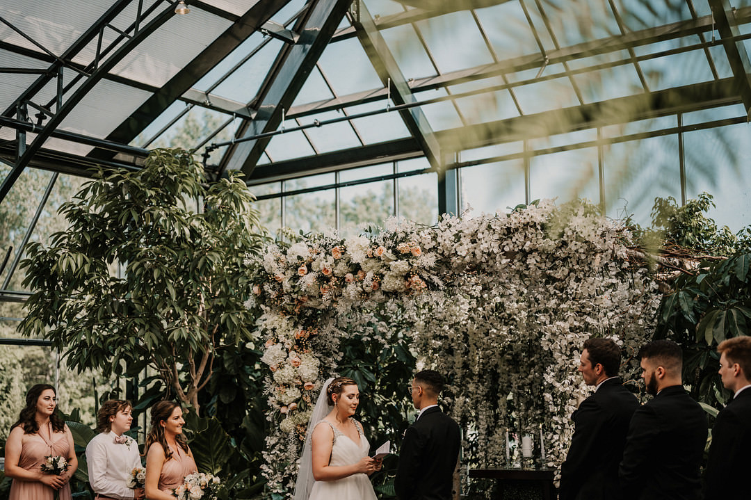 Aisle Ceremony Flowers Backdrop Arch Planterra Conservatory Wedding Yana B Photographer