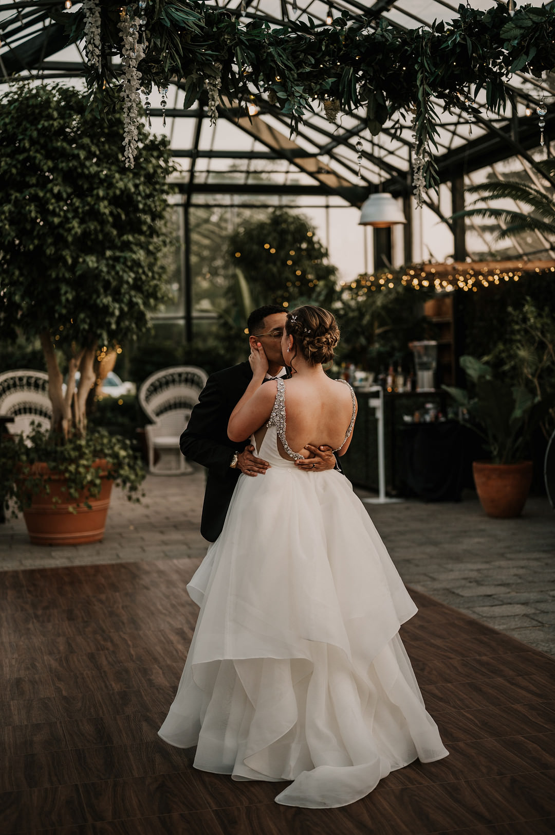 Dress Gown Bride Bridal Sequin Strap Ruffle Skirt Planterra Conservatory Wedding Yana B Photographer