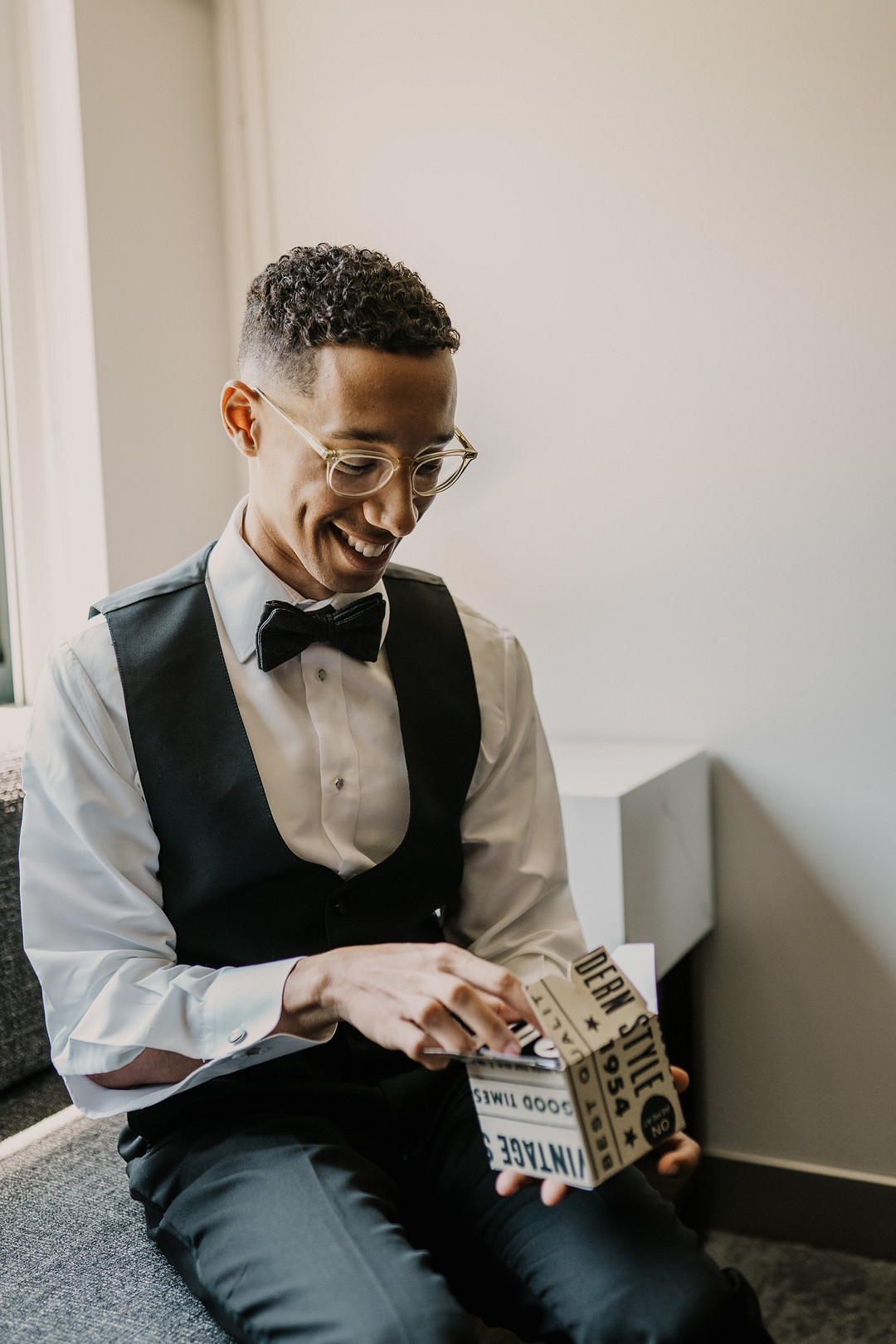 Groom Gift Box Planterra Conservatory Wedding Yana B Photographer