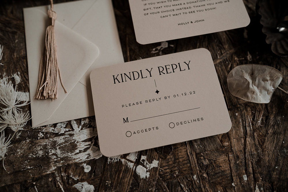 Waterside Country Barn Wedding Agrestal Visuals RSVP Card