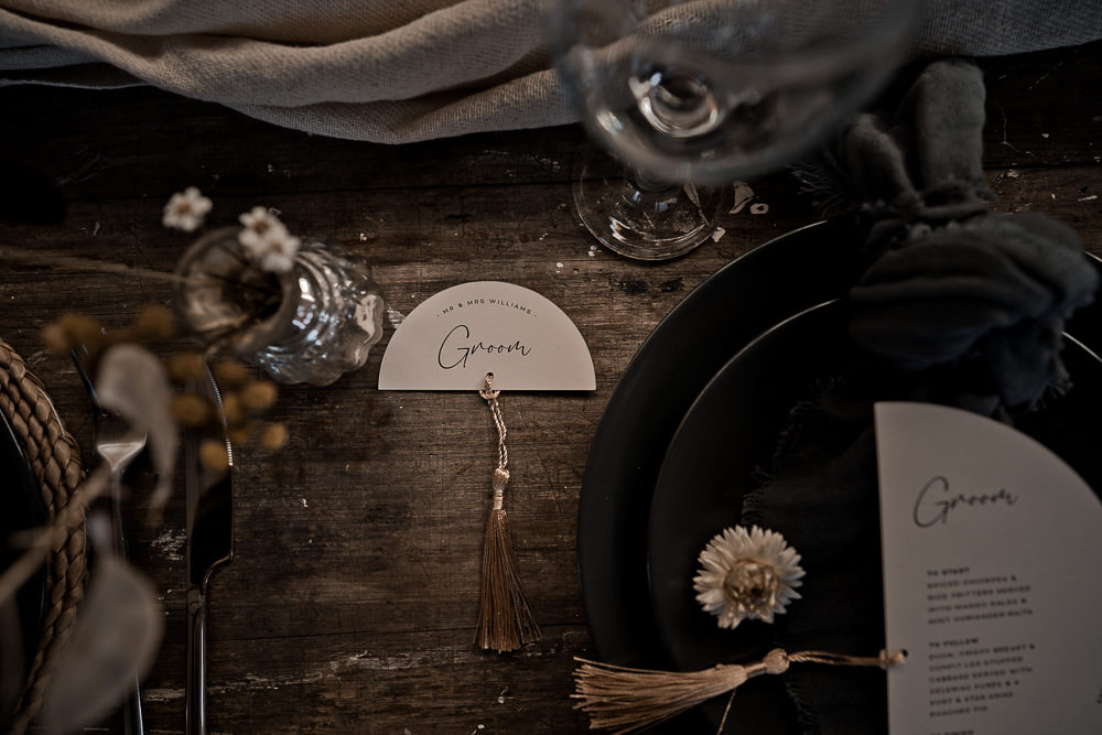 Tassel Curve Place Name Waterside Country Barn Wedding Agrestal Visuals