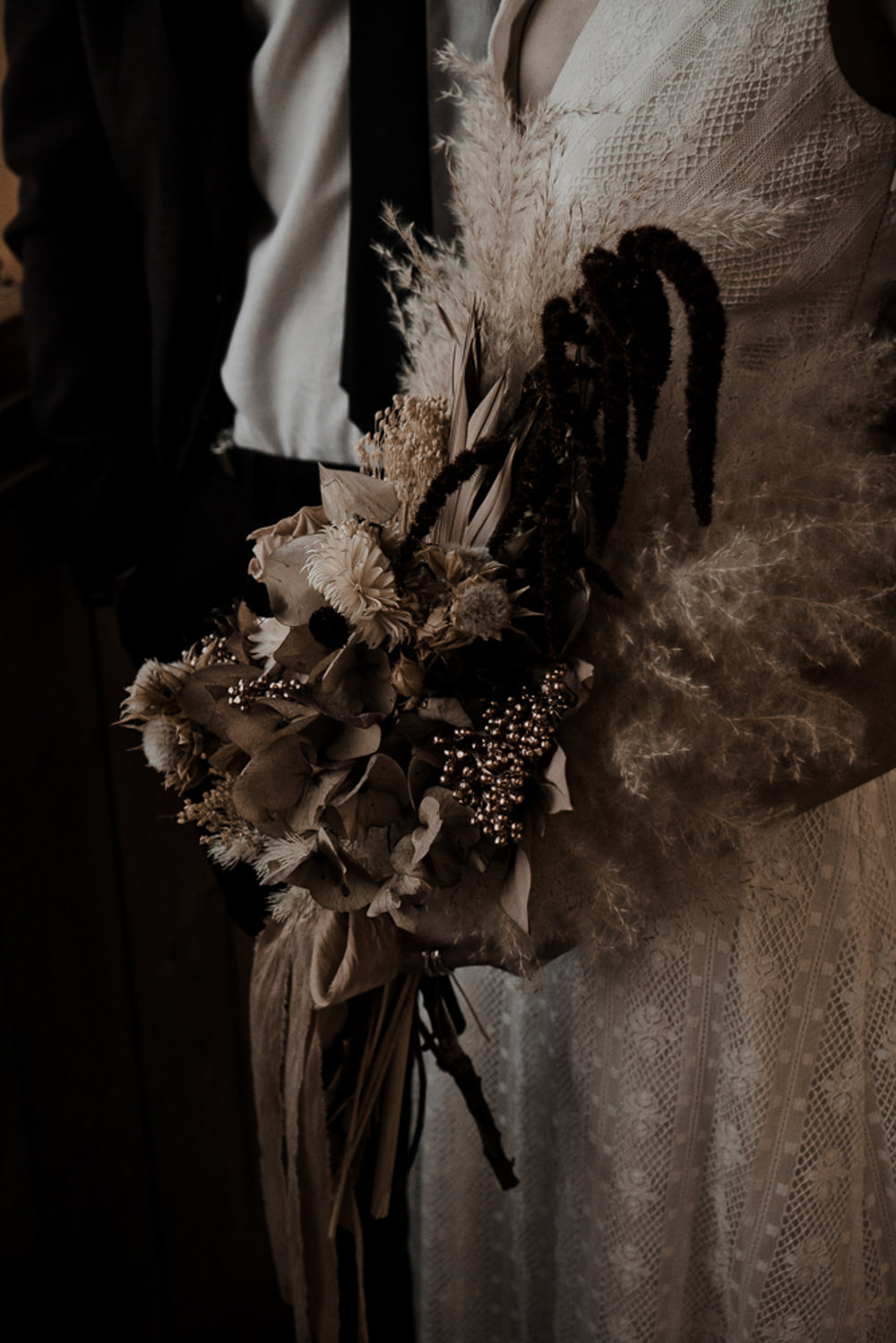 Bouquet Flowers Bride Bridal Pampas Grass Dried Flowers Waterside Country Barn Wedding Agrestal Visuals