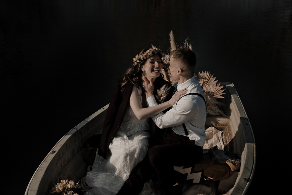 Rowing Boat Waterside Country Barn Wedding Agrestal Visuals