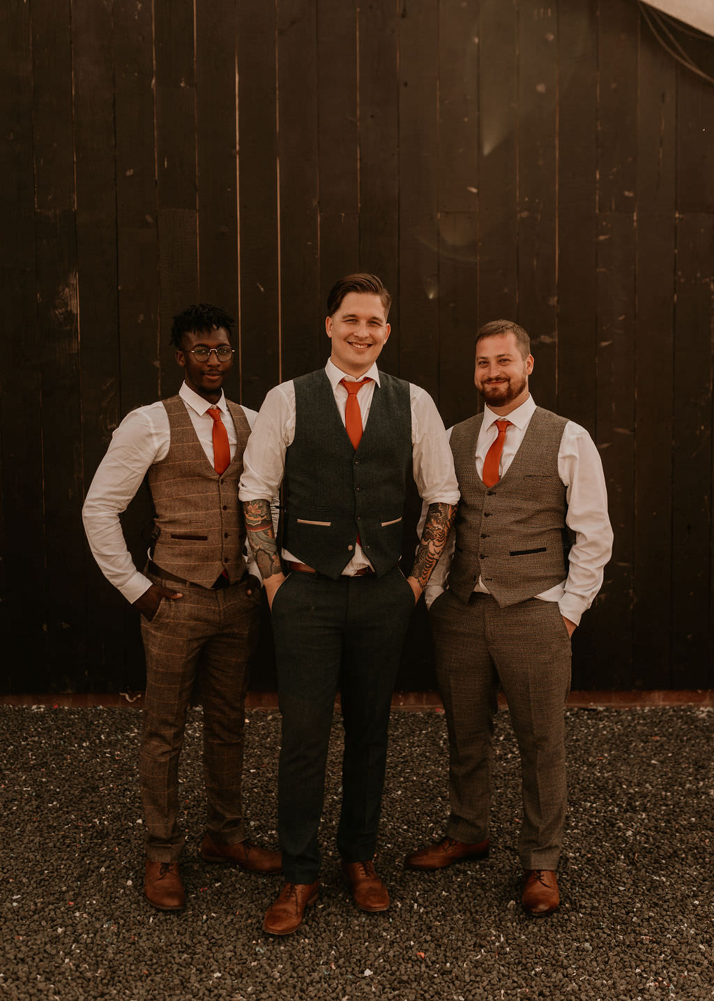 Groomsmen Groom Tweed Waistcoats Suits Beer Garden Wedding Photos By Hash