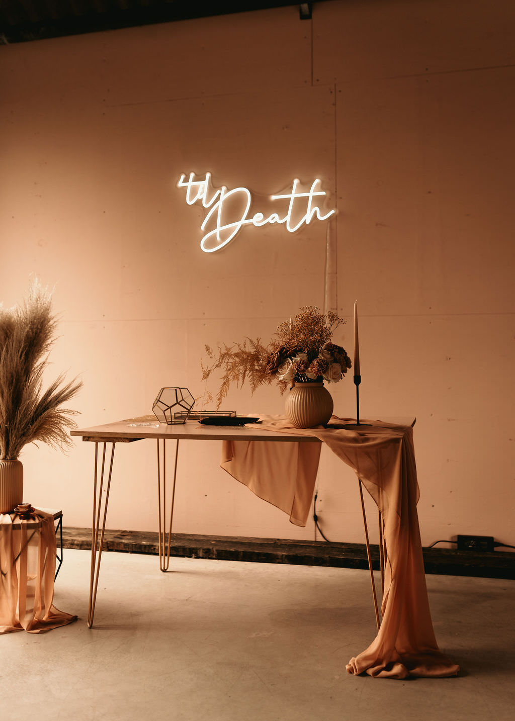 Neon Sign Table Decor Beer Garden Wedding Photos By Hash