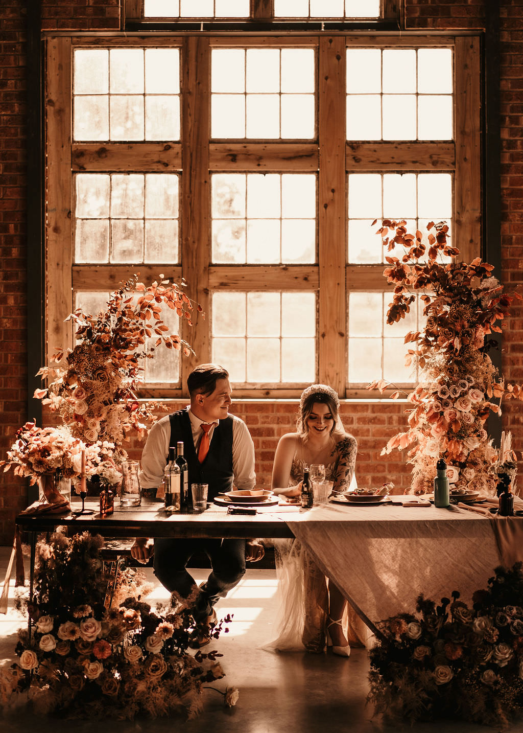 Top Table Barn Reception Long Wooden Tables Candles Pink Runner Decor Beer Garden Wedding Photos By Hash