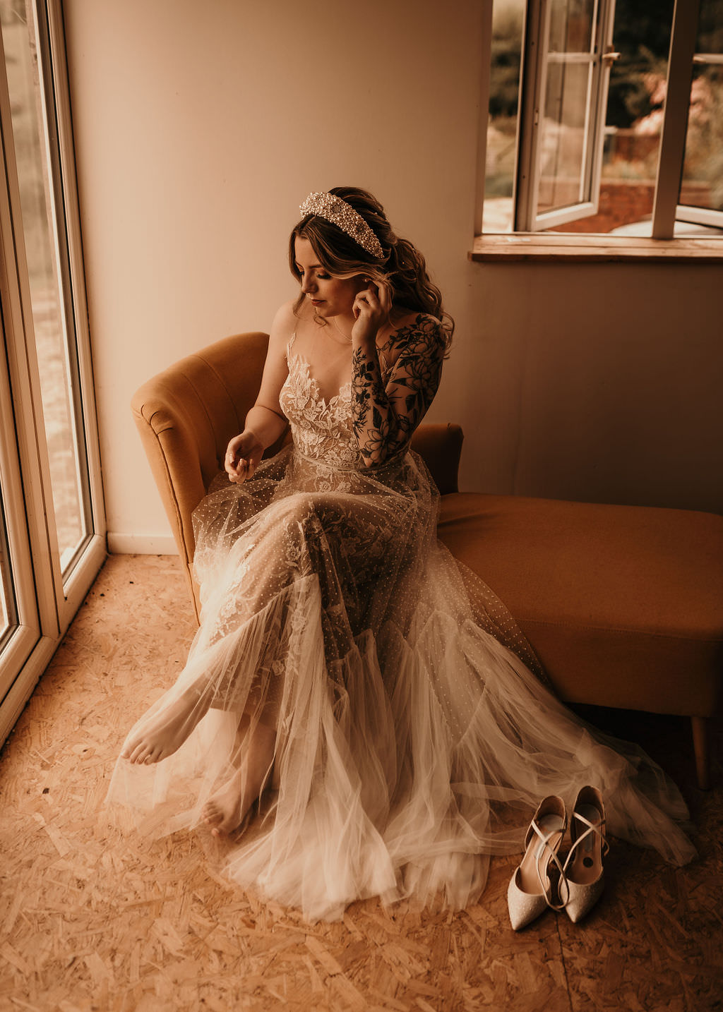 Dress Gown Bride Bridal Lace Tulle Sheer Beer Garden Wedding Photos By Hash