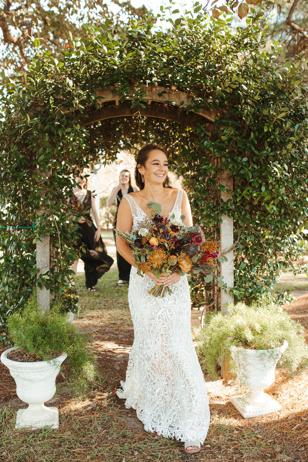 Dress Gown Bride Bridal Boho Lace Black Floral Wedding Kasey Powell