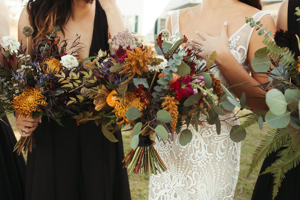 Bouquet Flowers Greenery Fern Chrysanthemum Black Floral Wedding Kasey Powell