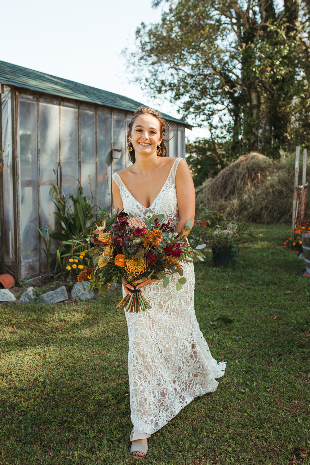 Dress Gown Bride Bridal Boho Lace Black Floral Wedding Kasey Powell
