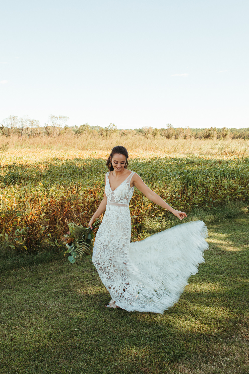 Dress Gown Bride Bridal Boho Lace Black Floral Wedding Kasey Powell