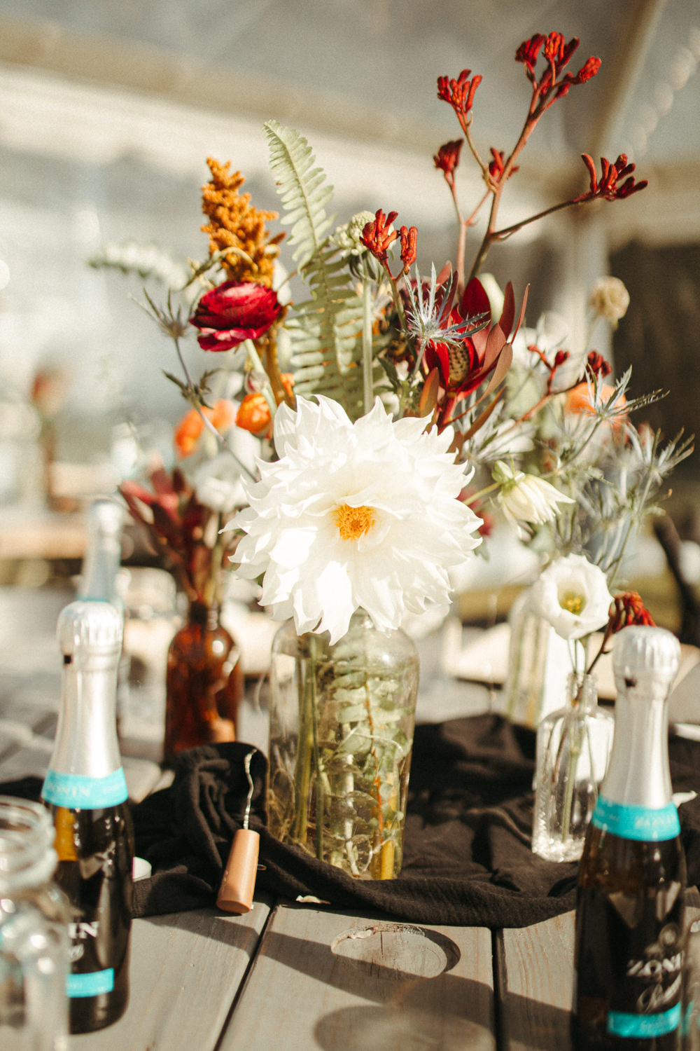 Dahlias Colourful Flowers Centrepiece Decor Black Floral Wedding Kasey Powell
