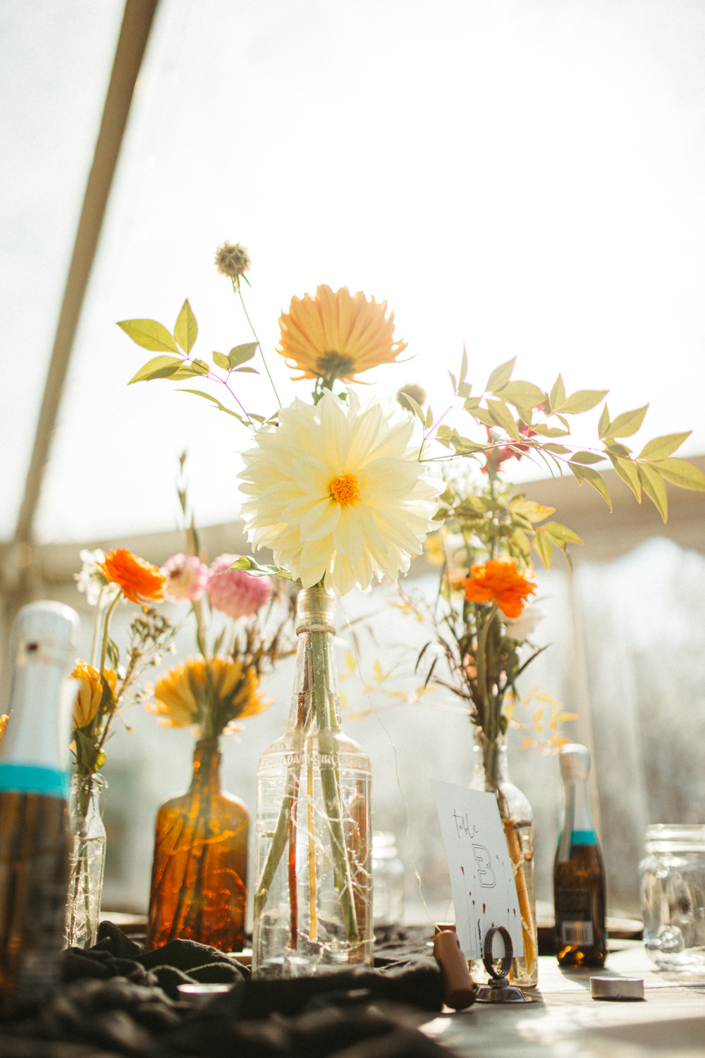 Dahlias Colourful Flowers Centrepiece Decor Black Floral Wedding Kasey Powell