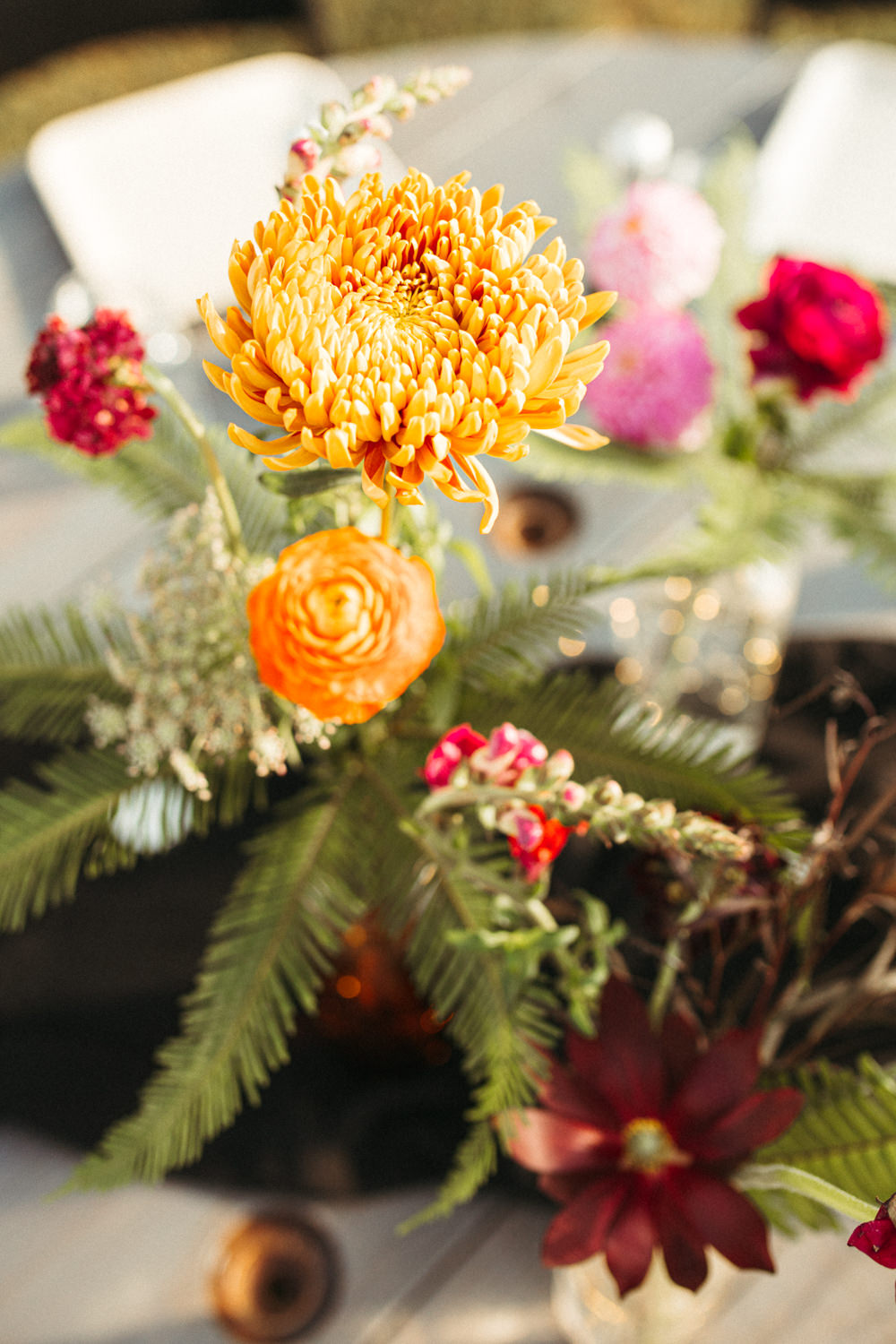 Bouquet Flowers Greenery Fern Chrysanthemum Black Floral Wedding Kasey Powell