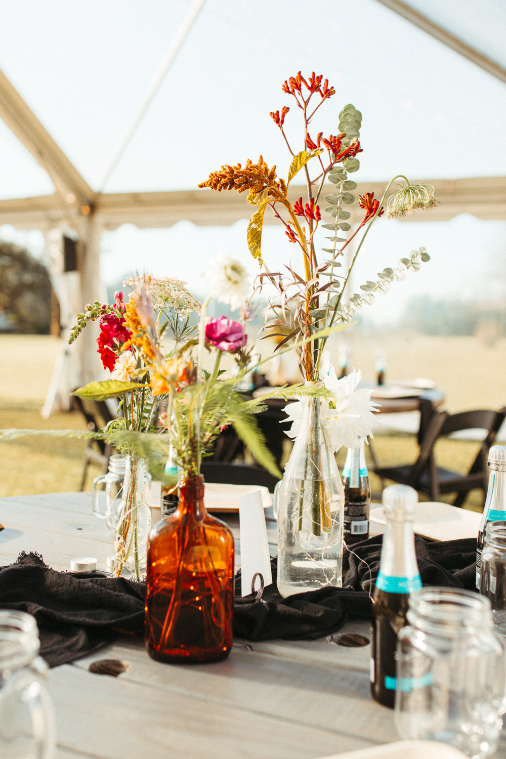 Dahlias Colourful Flowers Centrepiece Decor Black Floral Wedding Kasey Powell