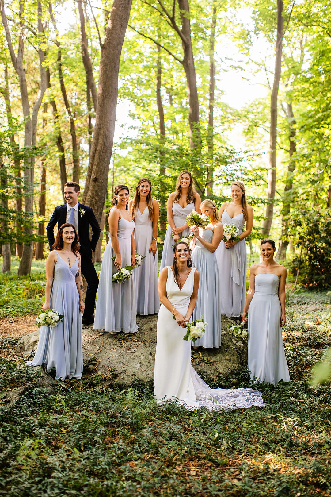 Grey Bridesmaids Dresses Bridesman Blithewold Mansion Wedding M.Studios Blithewold Mansion Wedding M.Studios