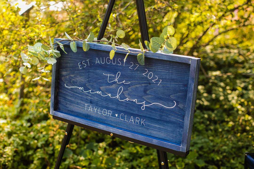 Welcome Sign Blithewold Mansion Wedding M.Studios