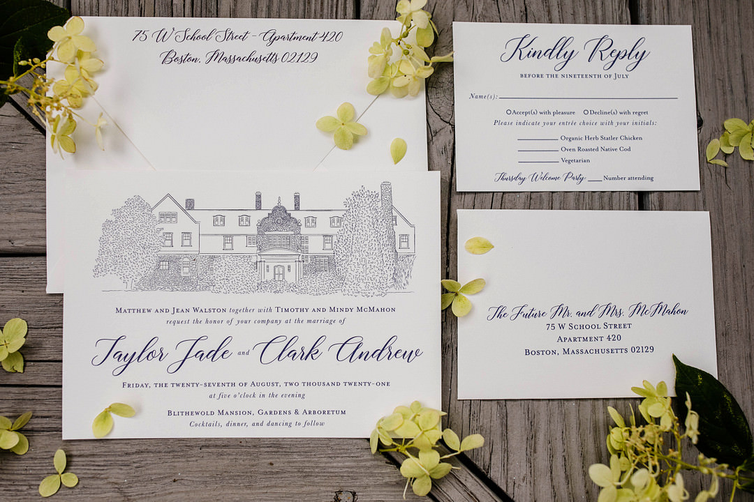Stationery Invites Blithewold Mansion Wedding M.Studios