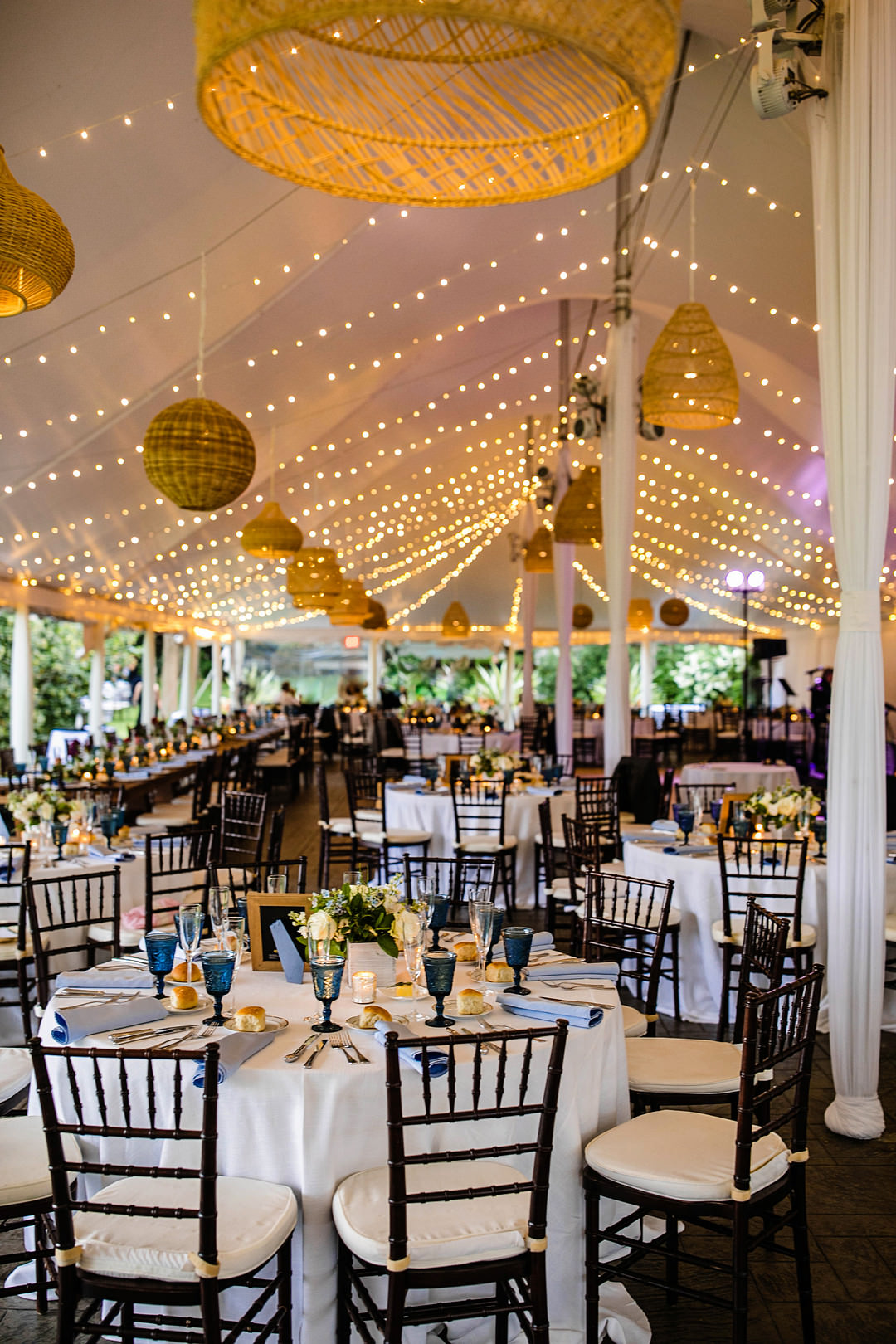 Marquee Lanterns Fairy Lights Table Decor Blithewold Mansion Wedding M.Studios