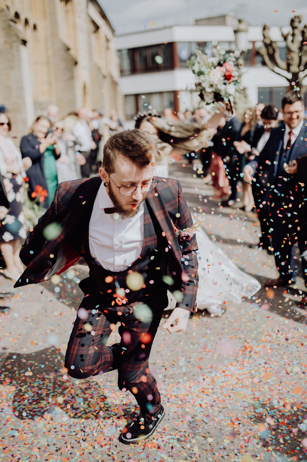 Groom Suit Red Check Bow Tie Cheddon Fitzpaine Wedding Whoisbenjamin