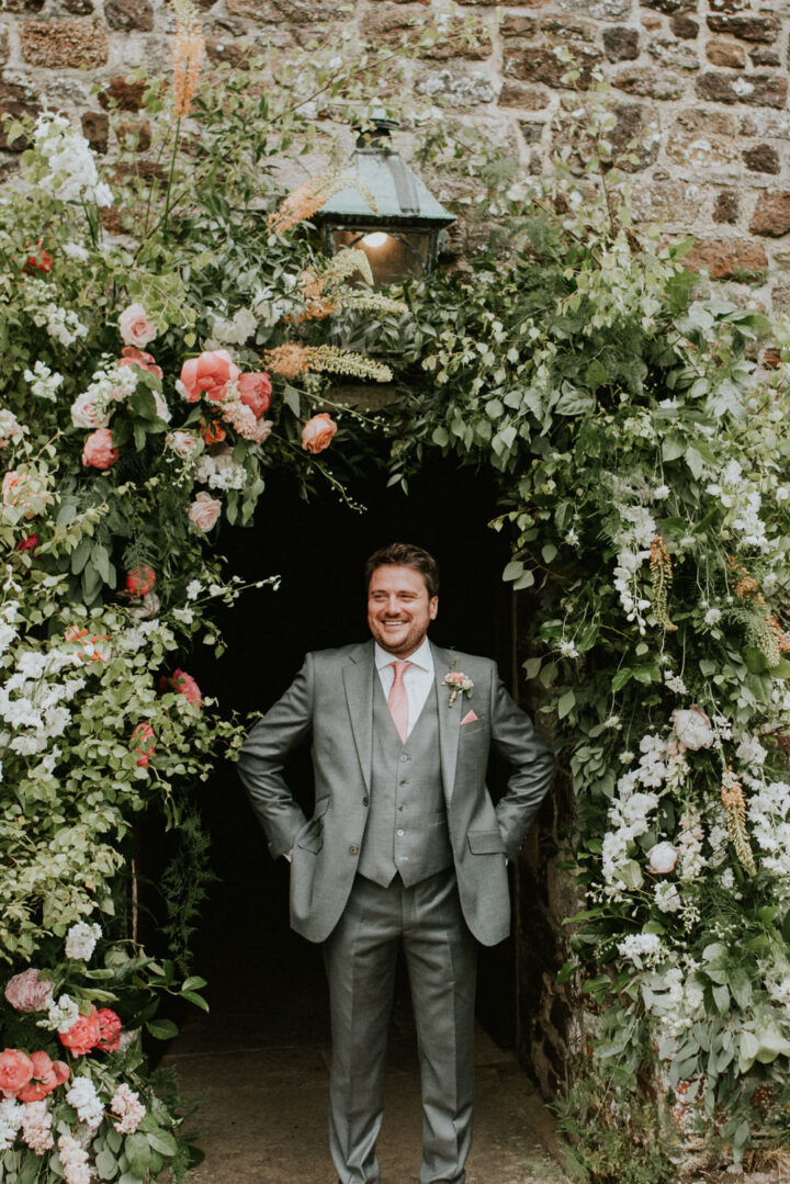 Church Door Flowers Wedding Big Bouquet Photography