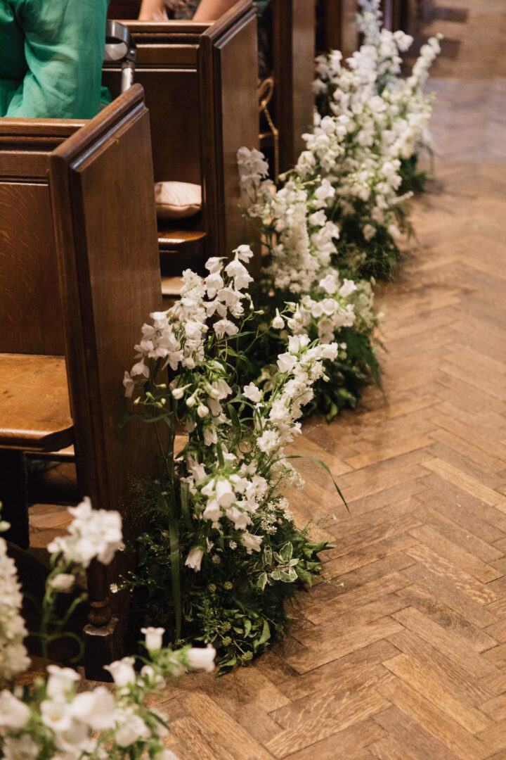 Church Pew End Flowers Wedding Siobhan Amy Photography