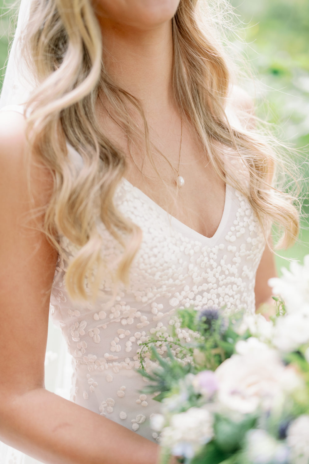 Bride Necklace Pearl Cotswolds Marquee Wedding Captured by Katrina