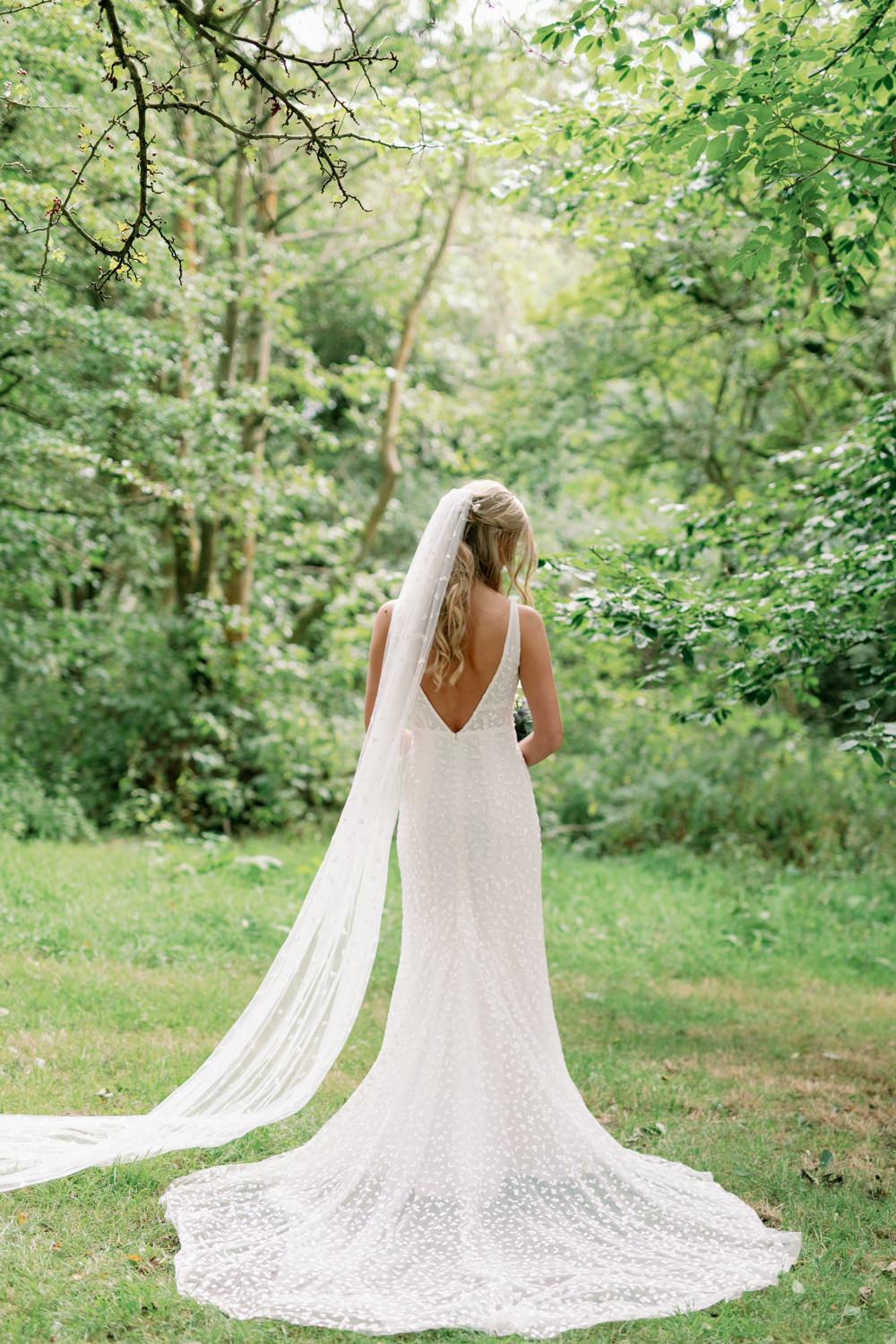 Dress Gown Bride Bridal Lace Made with Love Rosey Veil Cotswolds Marquee Wedding Captured by Katrina